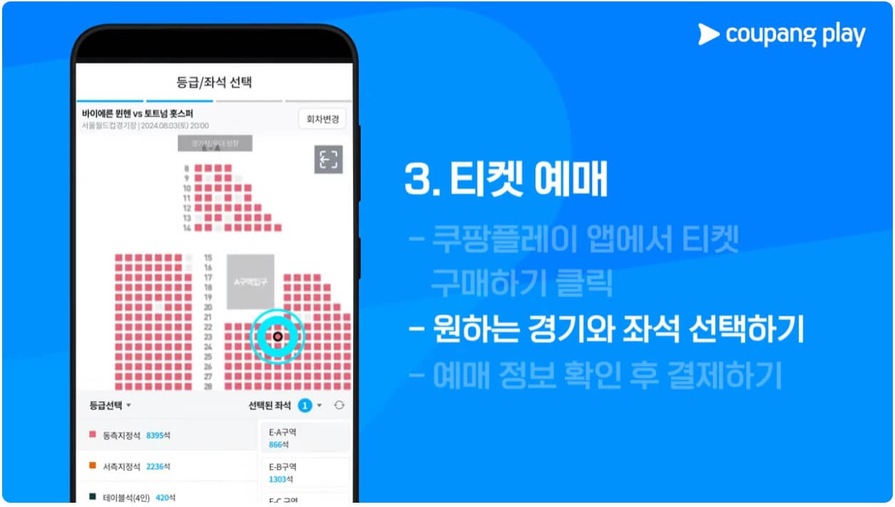 토트넘 뮌헨 티켓팅, 쿠팡플레이