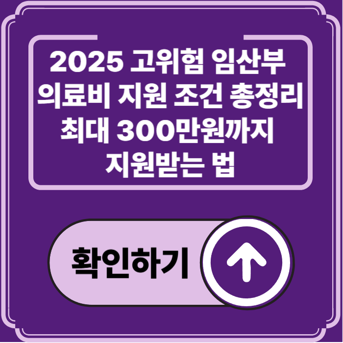 2025 고위험 임산부 의료비 지원 조건｜최대 300만원까지, 대상과 신청방법 총정리