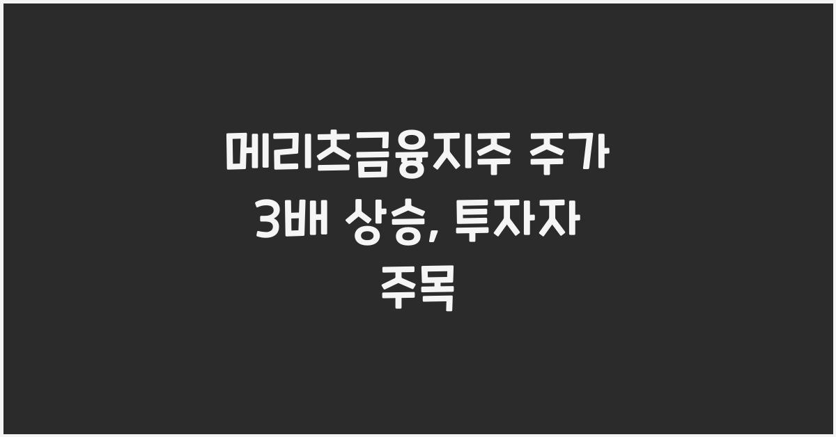 메리츠금융지주 주가 3배 상승