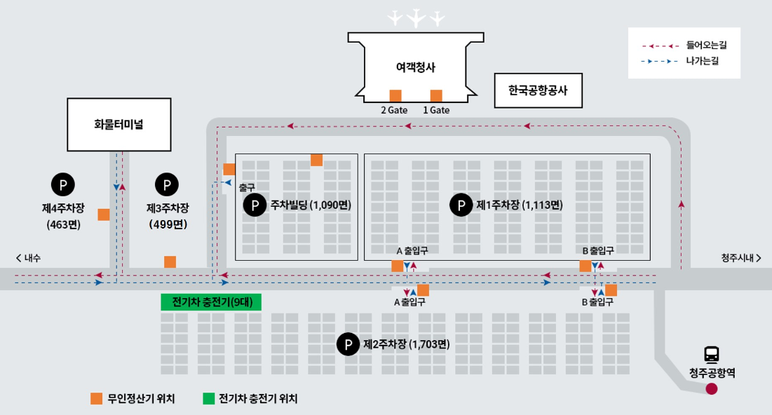 청주공항 주차장 약도