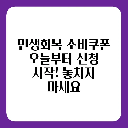 민생회복 소비쿠폰 오늘부터 신청 시작! 놓치지 마세요