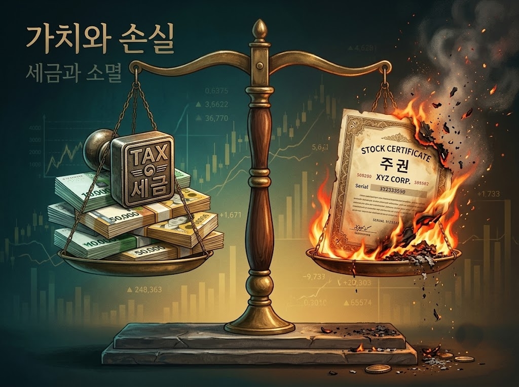 배당과 자사주 소각의 주주환원 효과를 비교한 저울 일러스트
