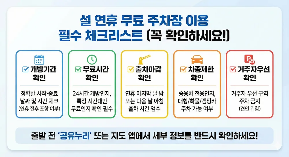 설날 무료주차장 이용 전 체크리스트 운영시간 출차마감 확인