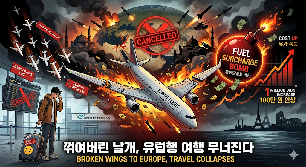 꺾여버린 유럽행 날개, 중동 리스크와 유류비 폭탄속 여행 계획?