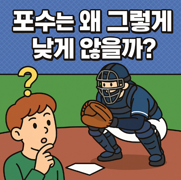 포수가 낮게 앉아 스트라이크를 유도하는 모습