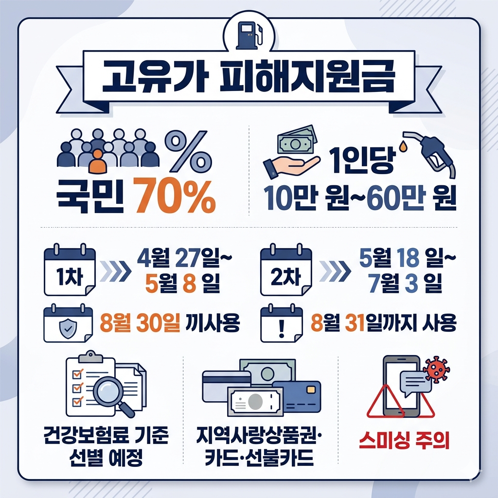 고유가 피해지원금|신청기간·대상·금액·사용처 인포그래픽