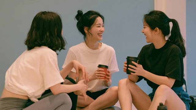 스튜디오 밖에서 산책하는 모임