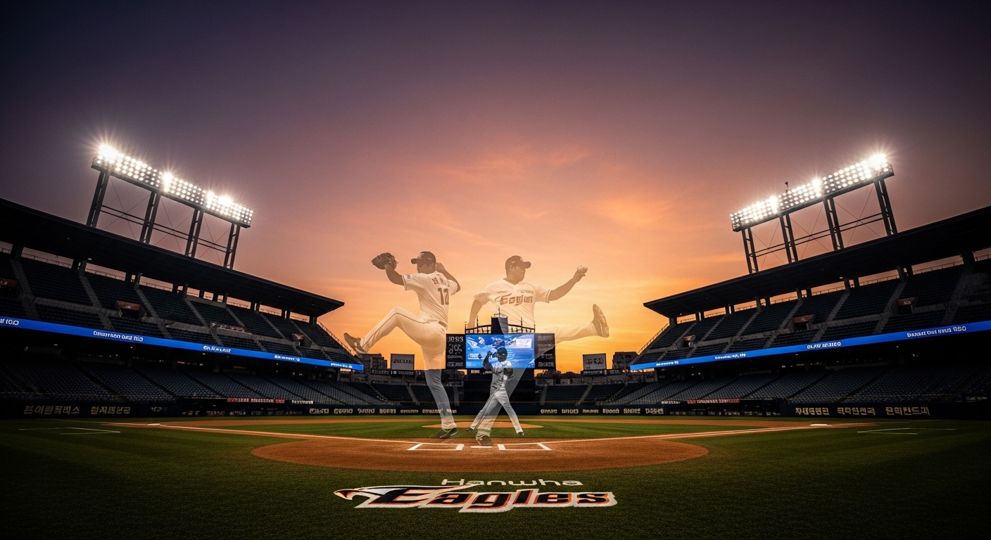 외국인 용병 투수가 한화 이글스 마운드를 떠나는 모습, 2026시즌 선발진 재편 위기를 상징.