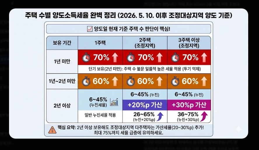 조정대상지역 다주택 양도세 중과세율 [2026년 조정대상지역] 5월 9일 종료 전 절세 전략 5가지 가이드