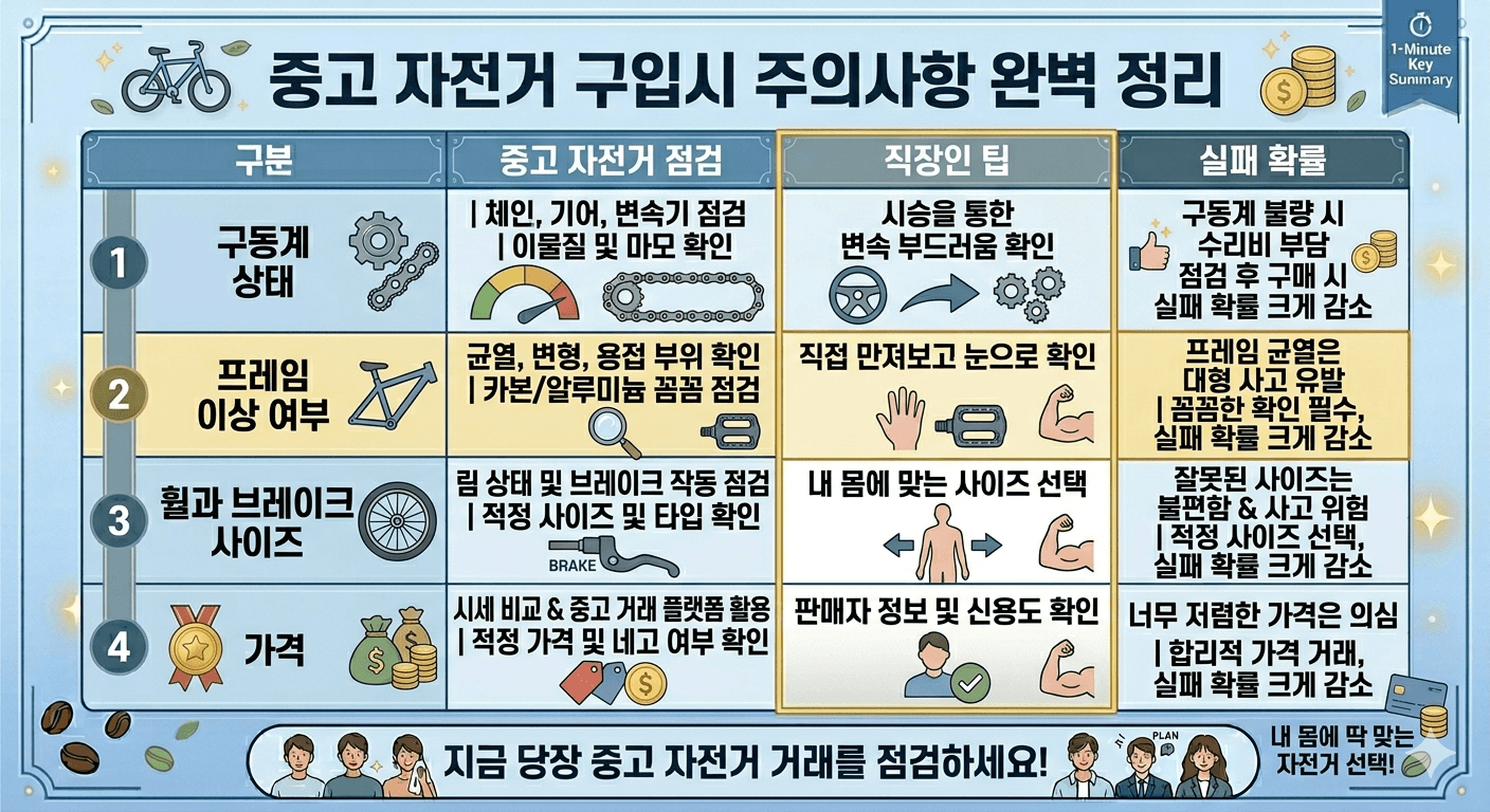 중고 자전거 구매 시 꼭 확인해야 할 체크리스트