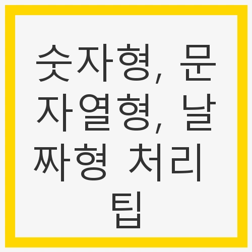 숫자형, 문자열형, 날짜형 처리