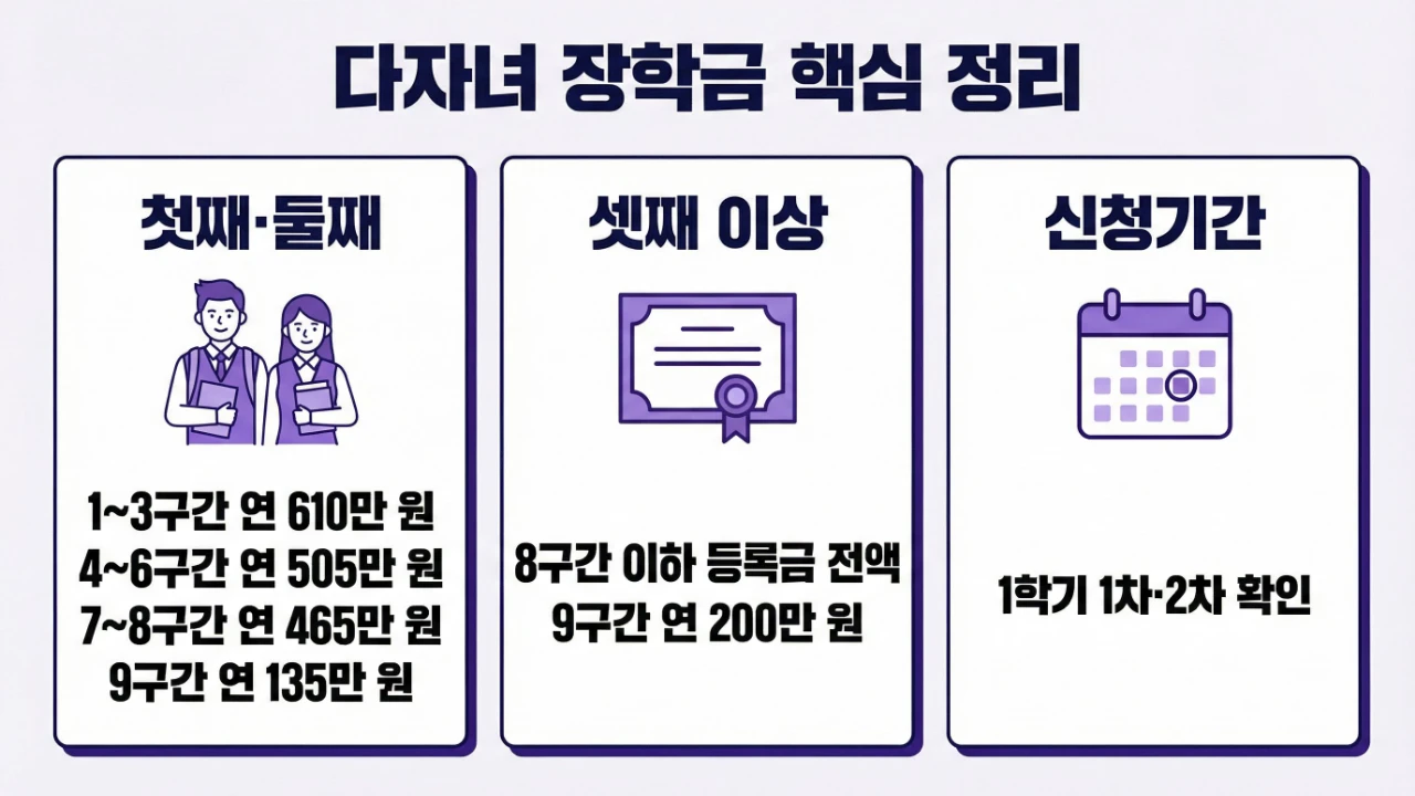2026 다자녀 장학금 금액 비교 이미지