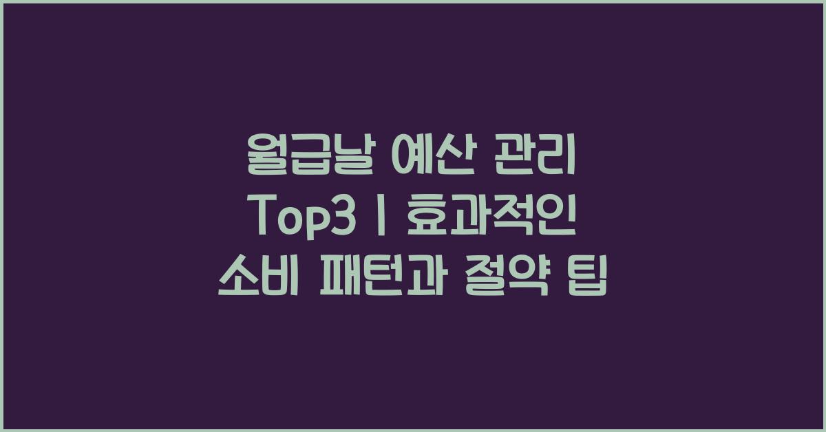 월급날 예산 관리 Top3