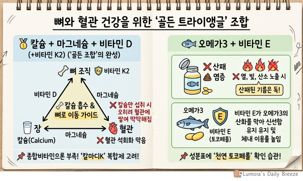 영양제 조합 : 뼈와 혈관 건강을 위한 '골든 트라이앵글' 조합