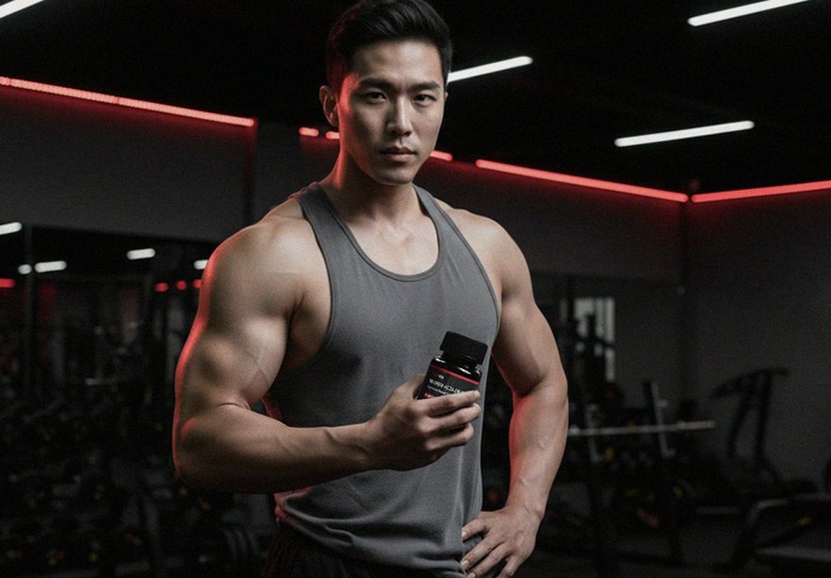 Korean Asian man in his 40s after gym workout looking satisfied
