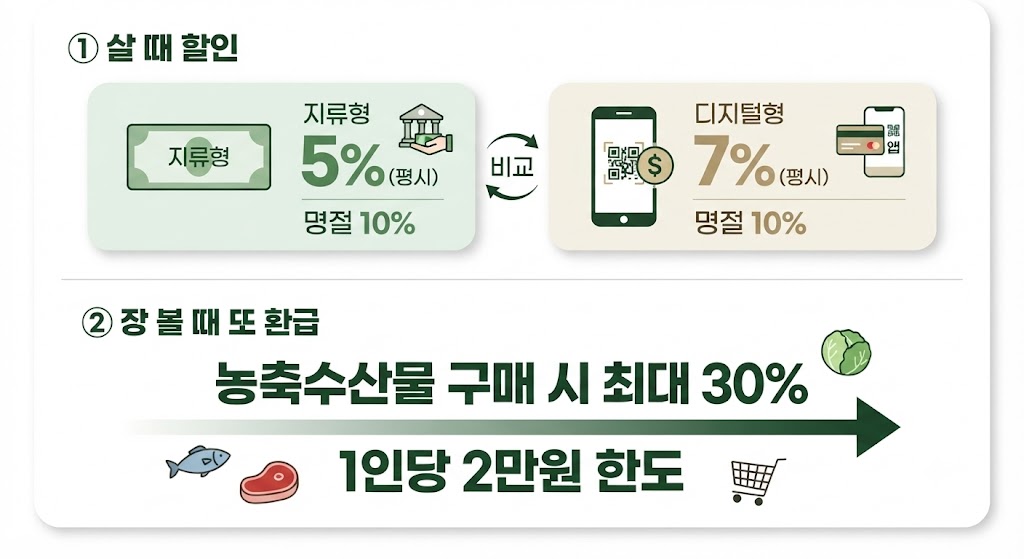온누리상품권 구매 할인과 현장 환급 이중 혜택 구조