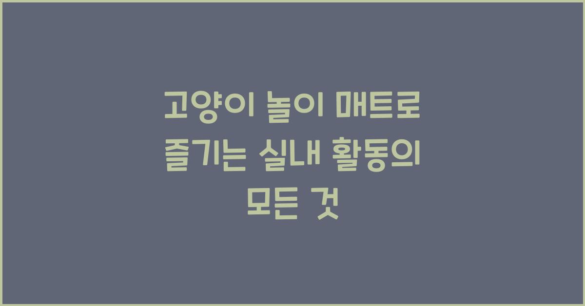 고양이 놀이 매트, 실내 활동