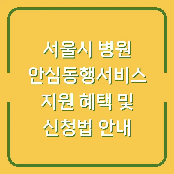 서울시 병원 안심동행서비스 지원 혜택 및 신청법 안내