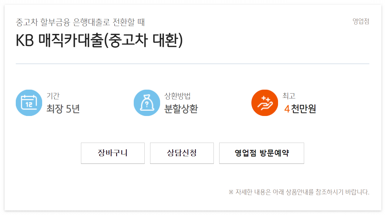KB 매직카대출(중고차 대환)