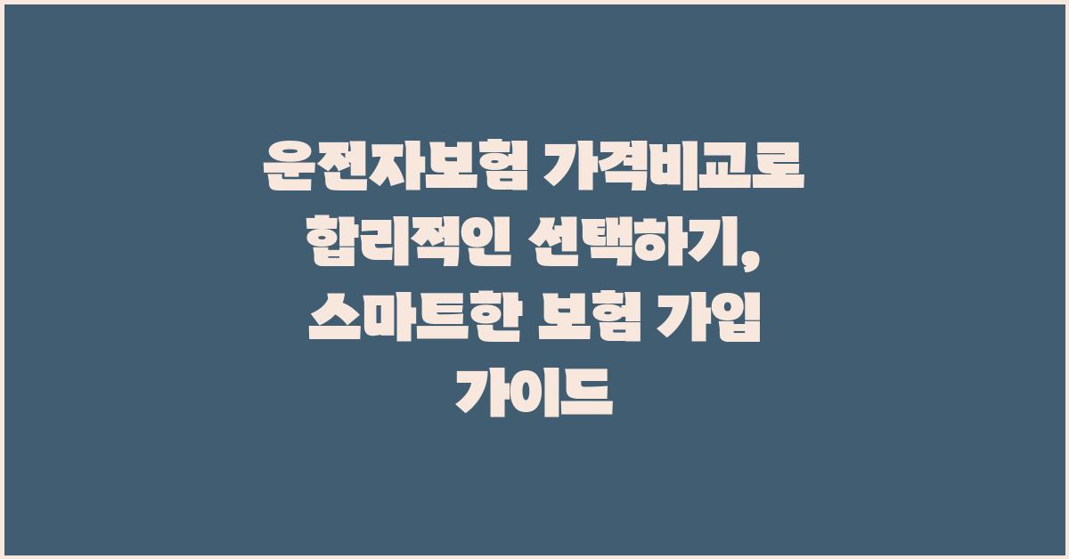 운전자보험 가격비교,  합리적인 선택하기