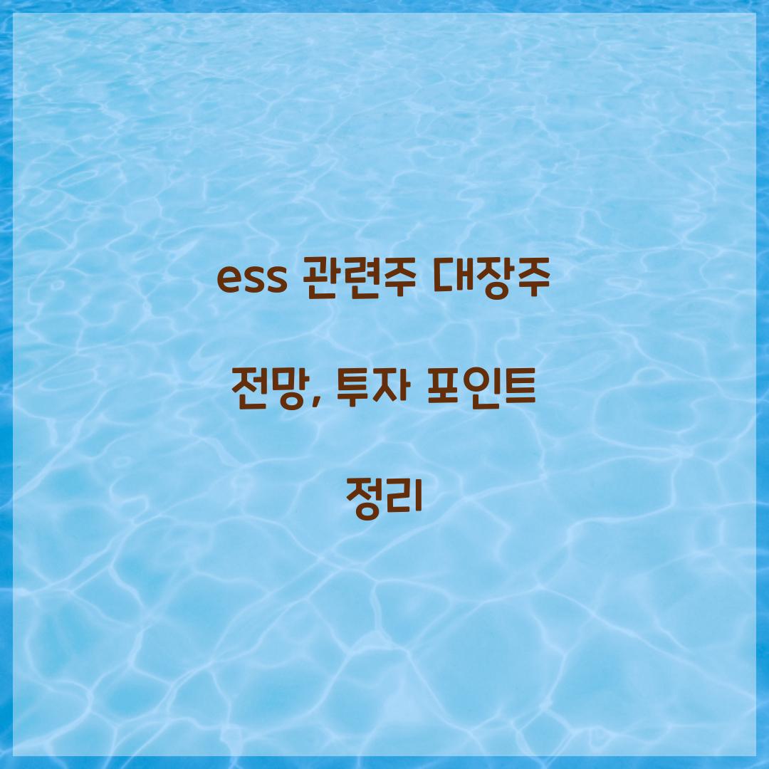 ess 관련주 대장주 전망