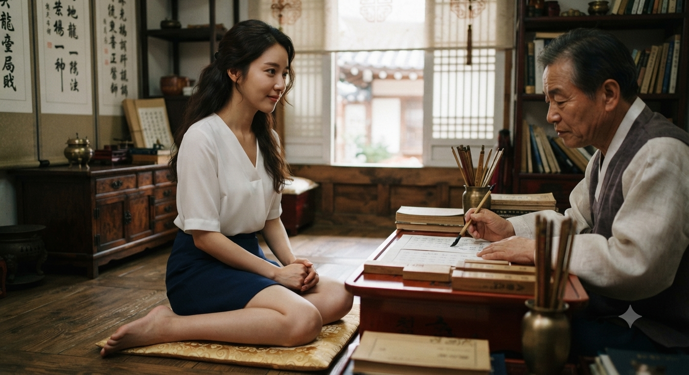 사주팔자를 알아보려 점집을 찾은 여성