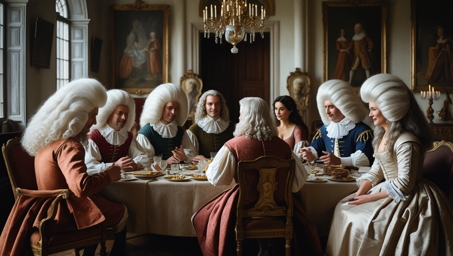 유럽 르네상스 시대 가발 착용 모습 그림