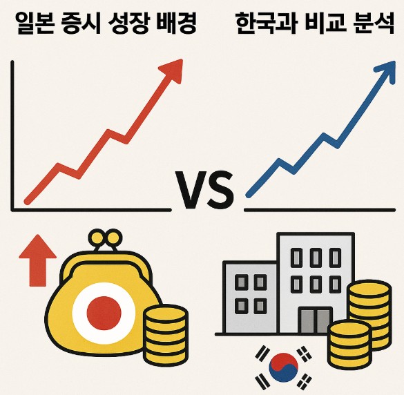 일본 증시 성장 배경, 한국과 비교 분석 관련 그림
