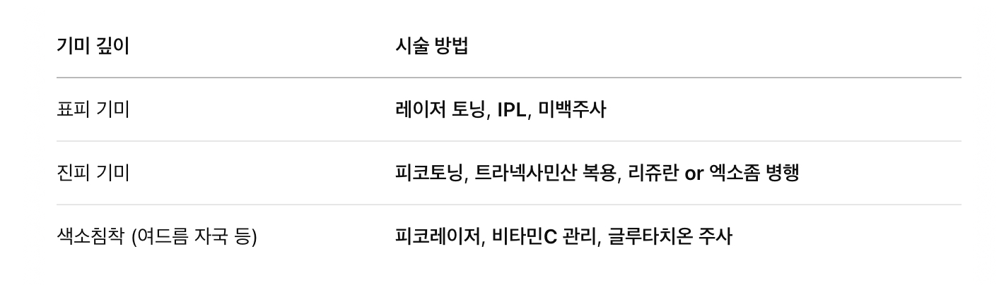 기미 &amp; 색소침착 – 깊이 따라 시술 선택