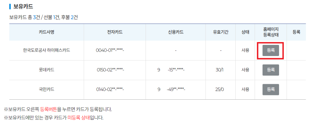 하이패스 사용내역 미납요금