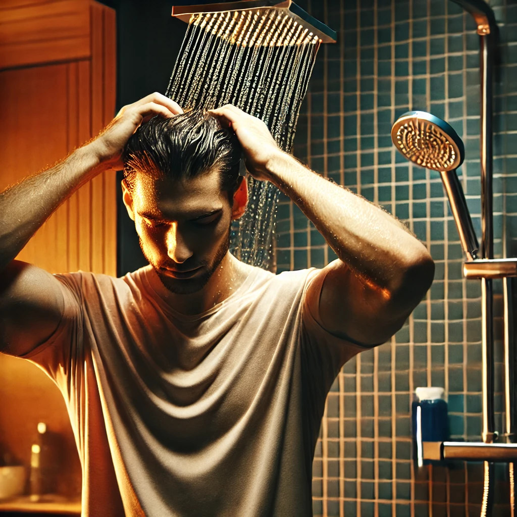 운동 후 샤워하는 남성의 모습, 청결 관리