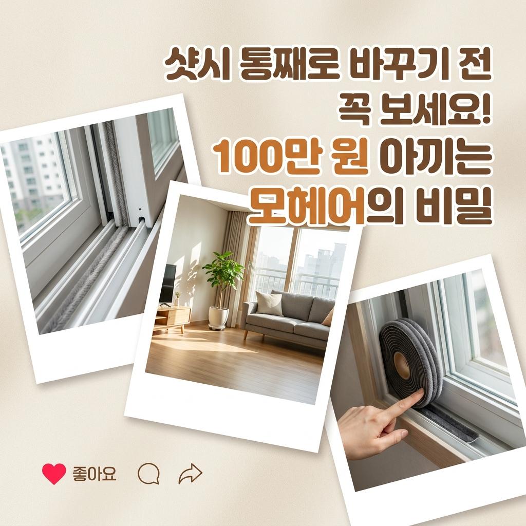 아파트 샷시 모헤어 교체 30평형 구축 가성비 수리로 우풍 차단 소음 해결하기