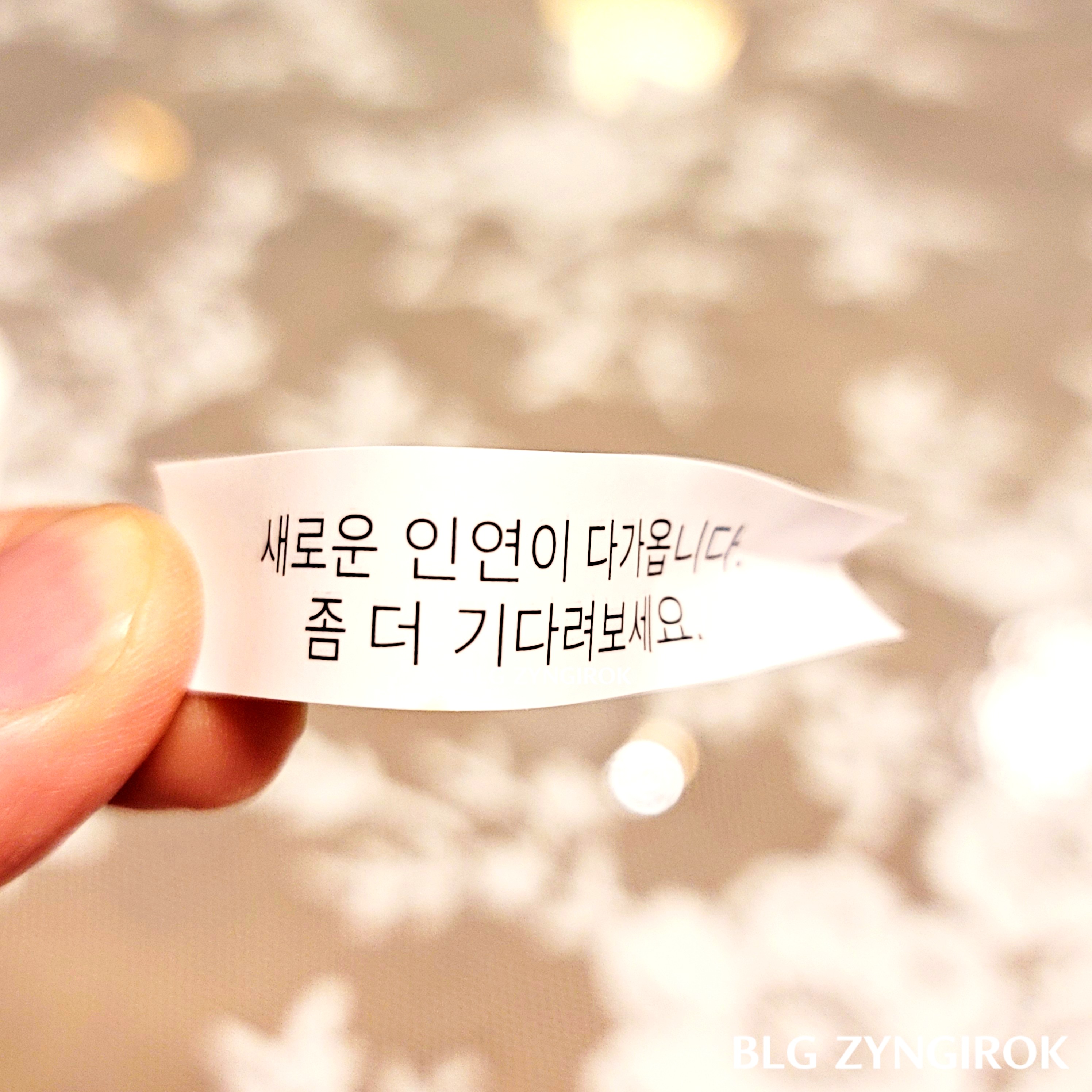 포춘쿠키 한글 메시지 모습이다.