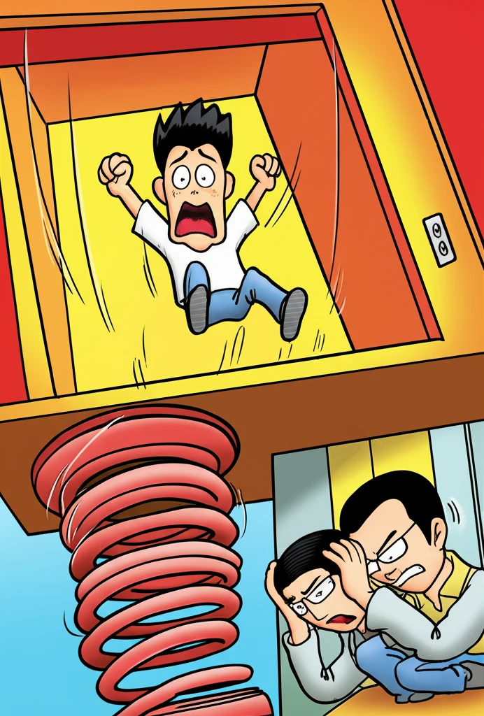 엘리베이터 추락 시 점프와 강제 탈출..