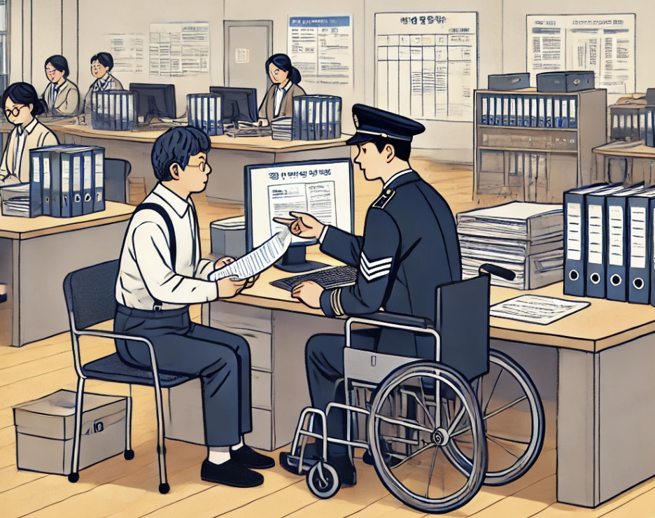 장애연금 조정을 상담하는 장면