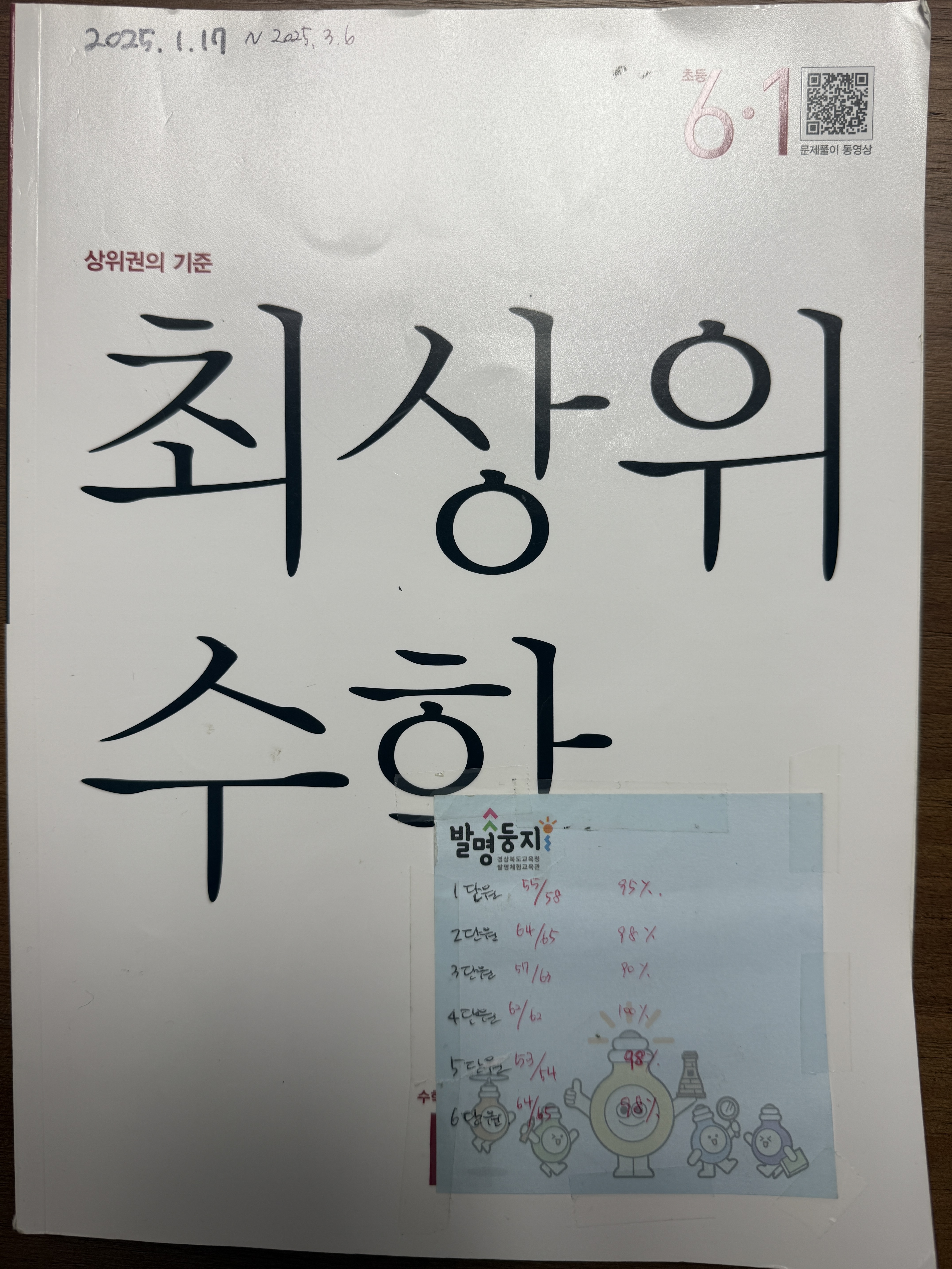 디딤돌 최상위 수학 6-1 표지