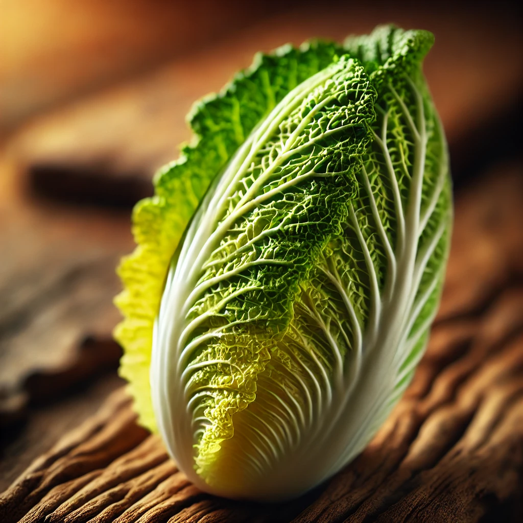 절임배추용-신선한-배추잎-1장-나무-표면