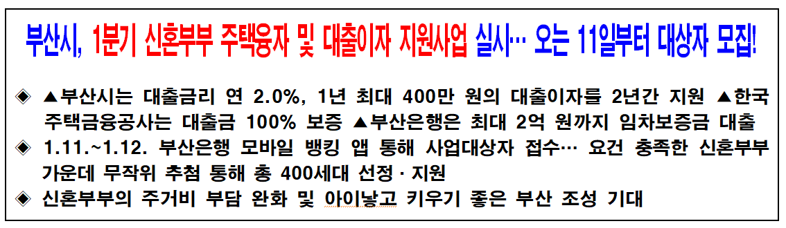 부산시 신혼부부 주택융자