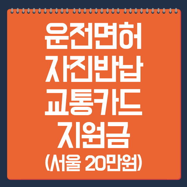 운전면허 자진반납 교통카드 지원금 총정리 (서울 20만원)