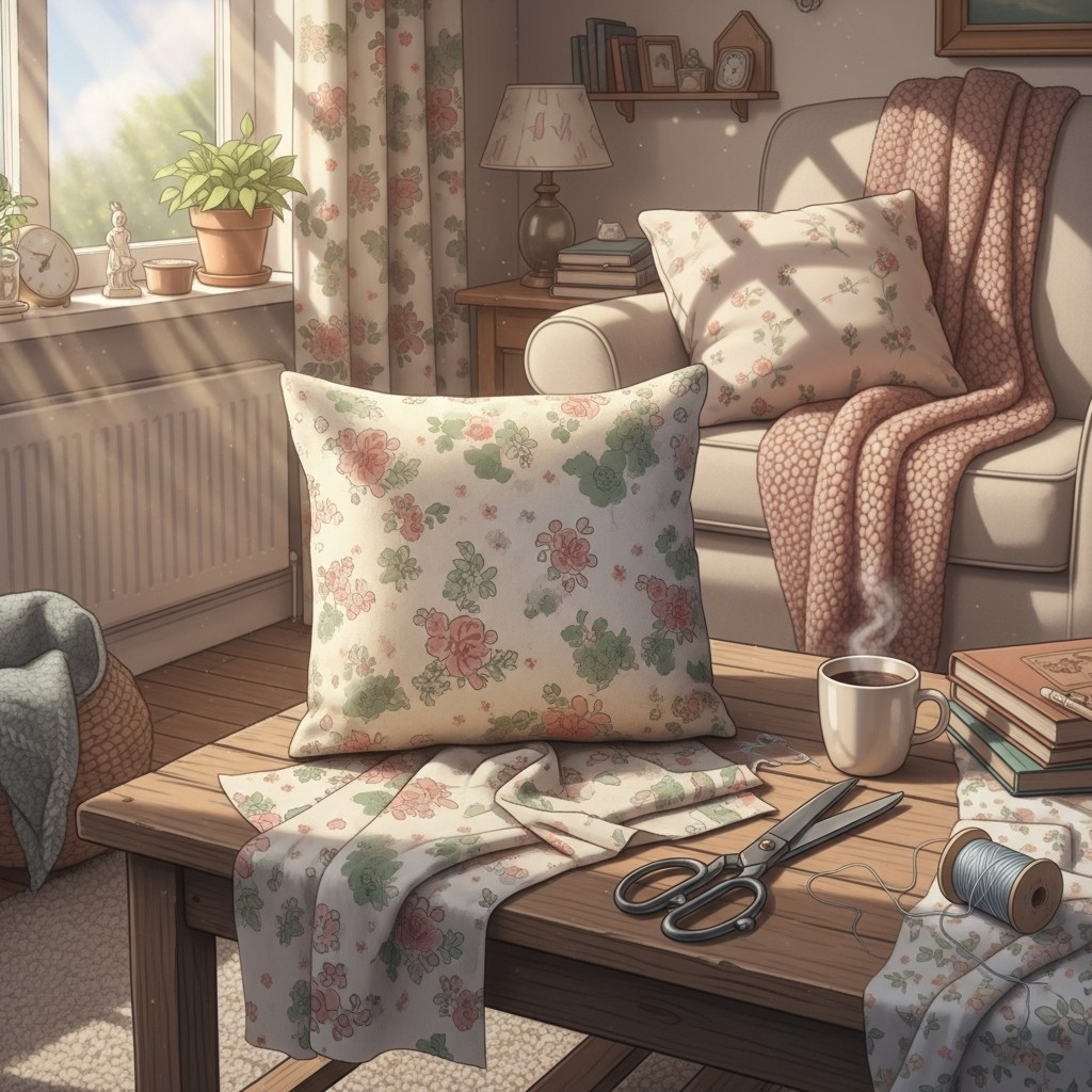 커튼 패브릭 쿠션 만들기