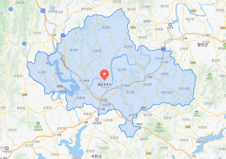 경상남도 진주시 지도 캡쳐