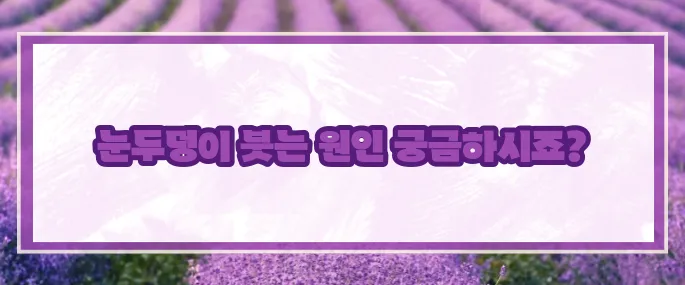 눈두덩이가 붓는 이유 (+대처방법)