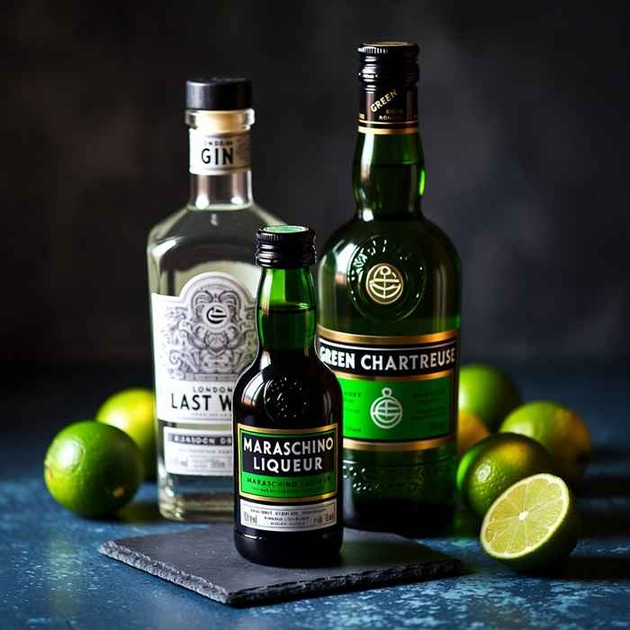 진, 그린 샤르트뢰즈, 마라스키노 리큐르와 라임