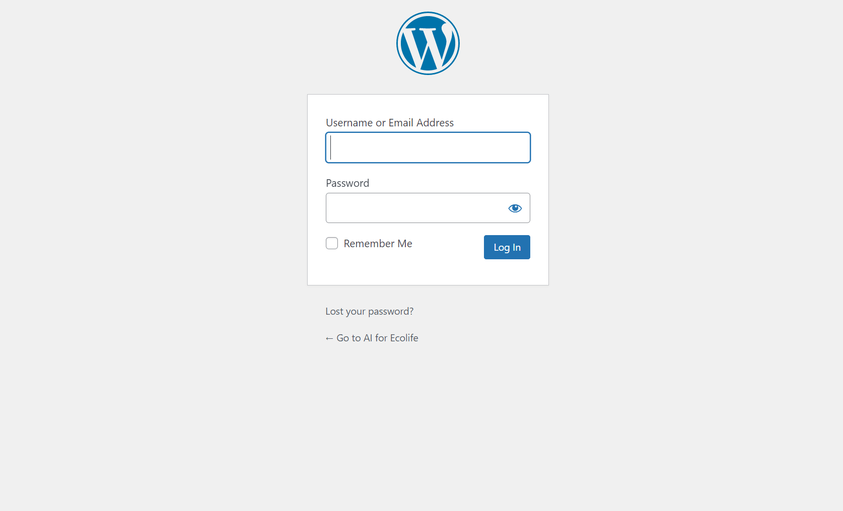 자신의 컴퓨터에 있는 워드프레스 관리자 로그인 화면입니다.