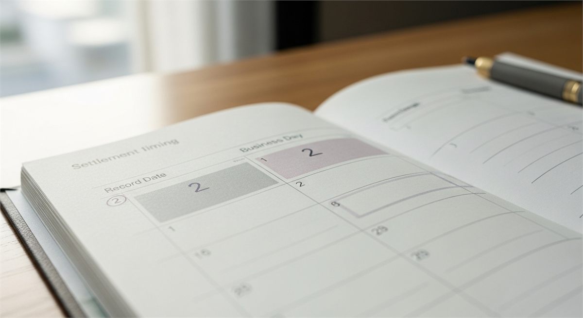 배당기준일과 결제 시차를 상징적으로 보여주는 장면 