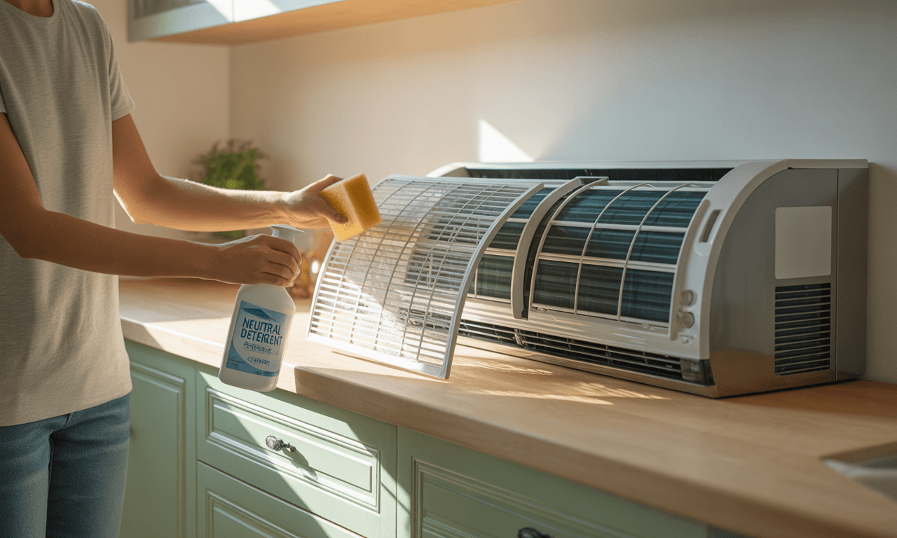 에어컨-필터-세척하는-모습