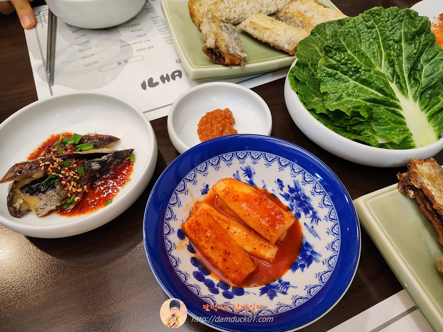 총각김치, 가지, 쌈장, 배춧잎