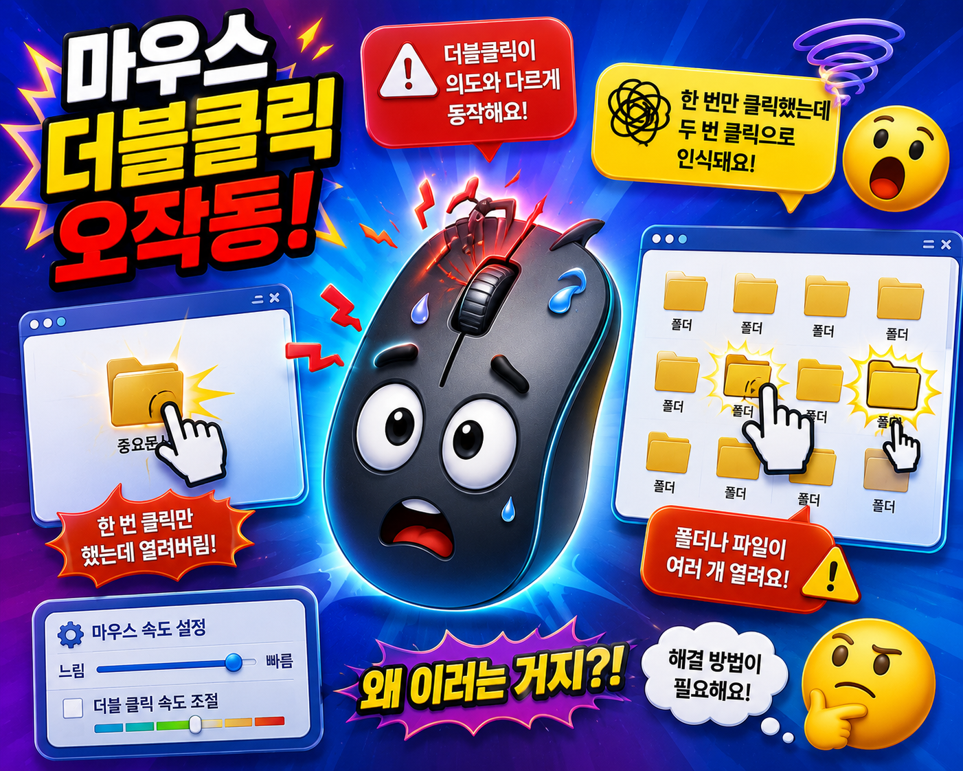 마우스 더블클릭 오작동 해결방법 총정리 채터링 현상 한번눌러도 두번 클릭되는 원인