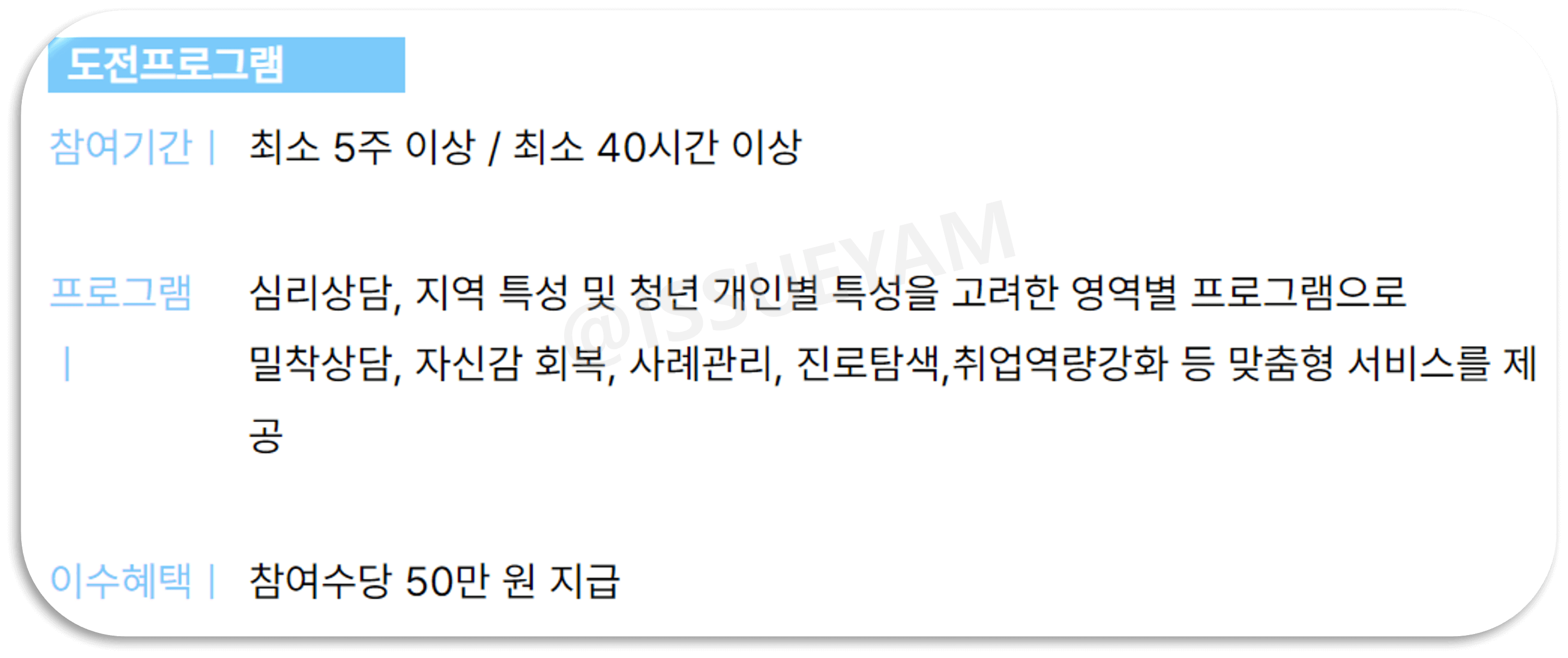 청년도전 지원사업 도전 프로그램