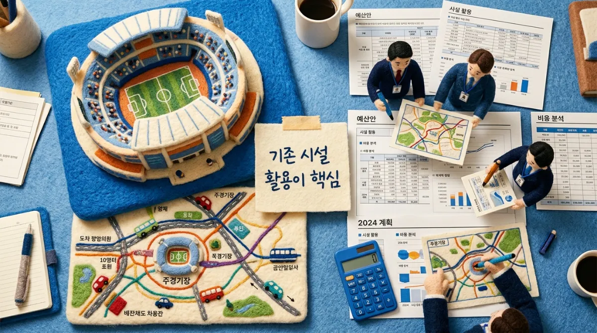 월드컵 인프라 경제성 검토를 표현한 니들 펠트 도시계획 이미지